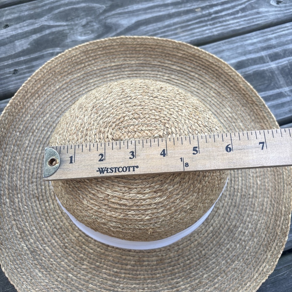 Helen Kaminski Handmade Australia Raffia Hat Natural OS white ribbon runs small - Picture 16 of 16